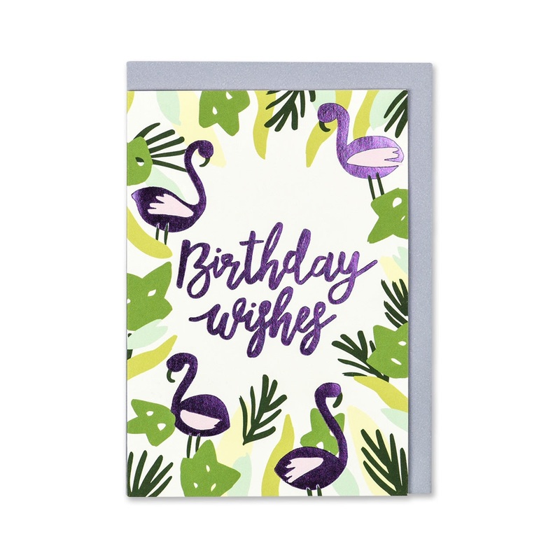 Birthday Wishes Flamingo card