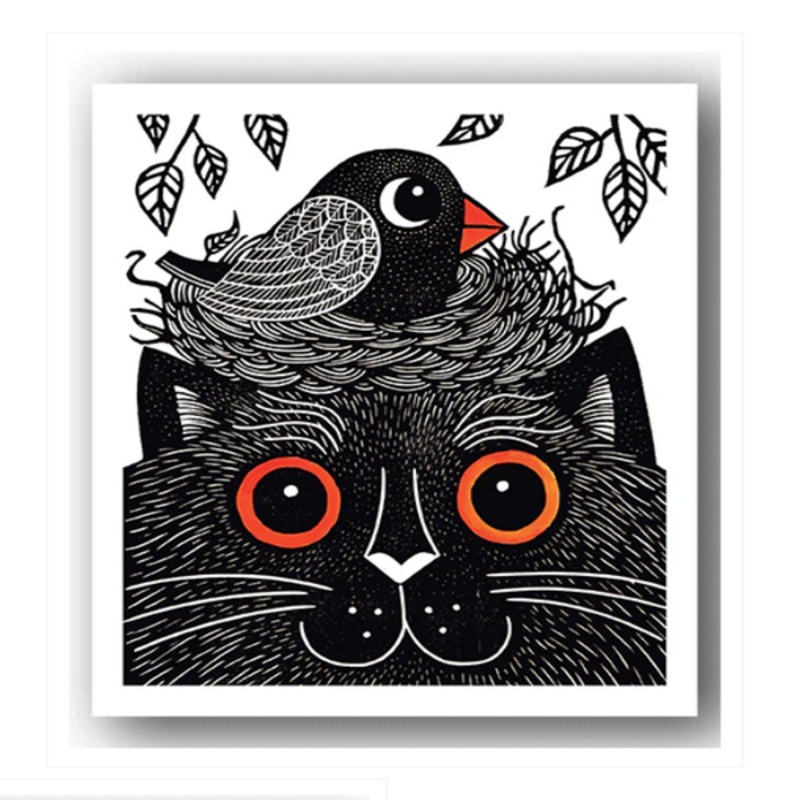 Happy Cat with Nest Card