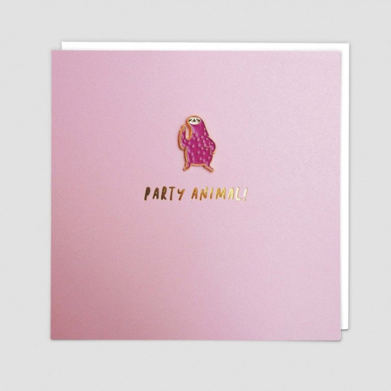 Party Sloth Enamel Pin Badge Card