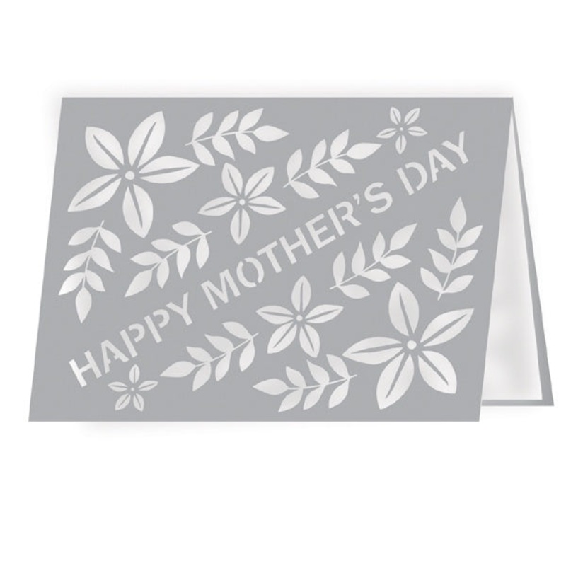 Happy Mothers Day Floral Grey Lasercut Card