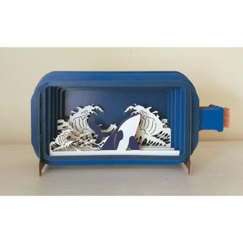 Whale 3D Message In a Bottle Card