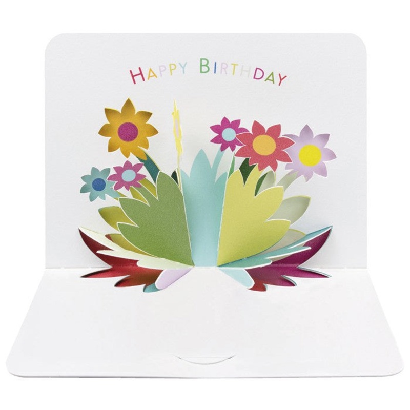 3D Flowers Happy Birthday Pop-Up Card