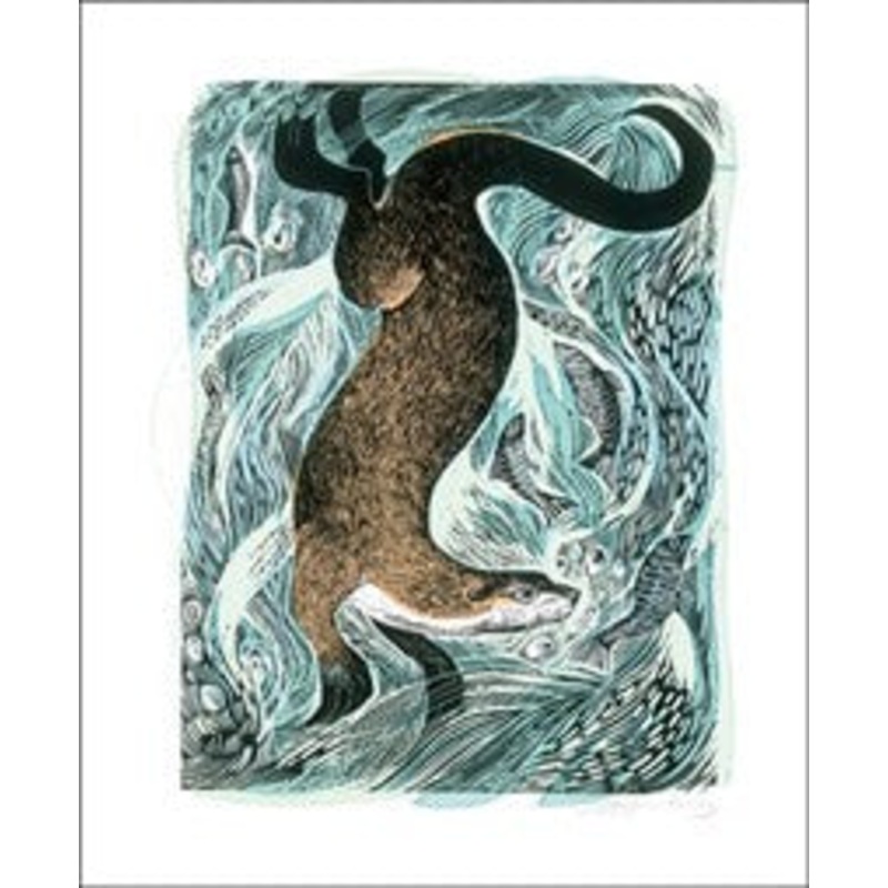 Fishing Otter Card by Angela Harding