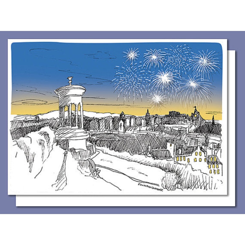 Calton Hill Fireworks Christmas Card