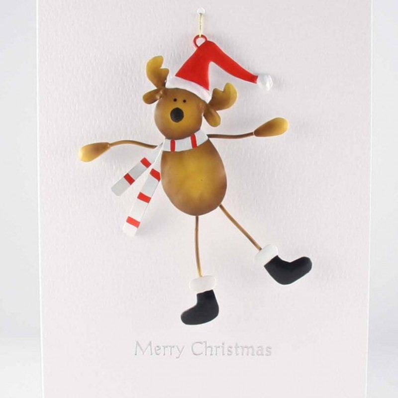 Rudolph on Skis Decoration Christmas Card