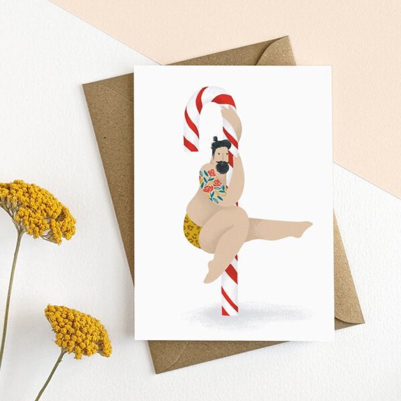 Sexy Candy Cane Christmas Card