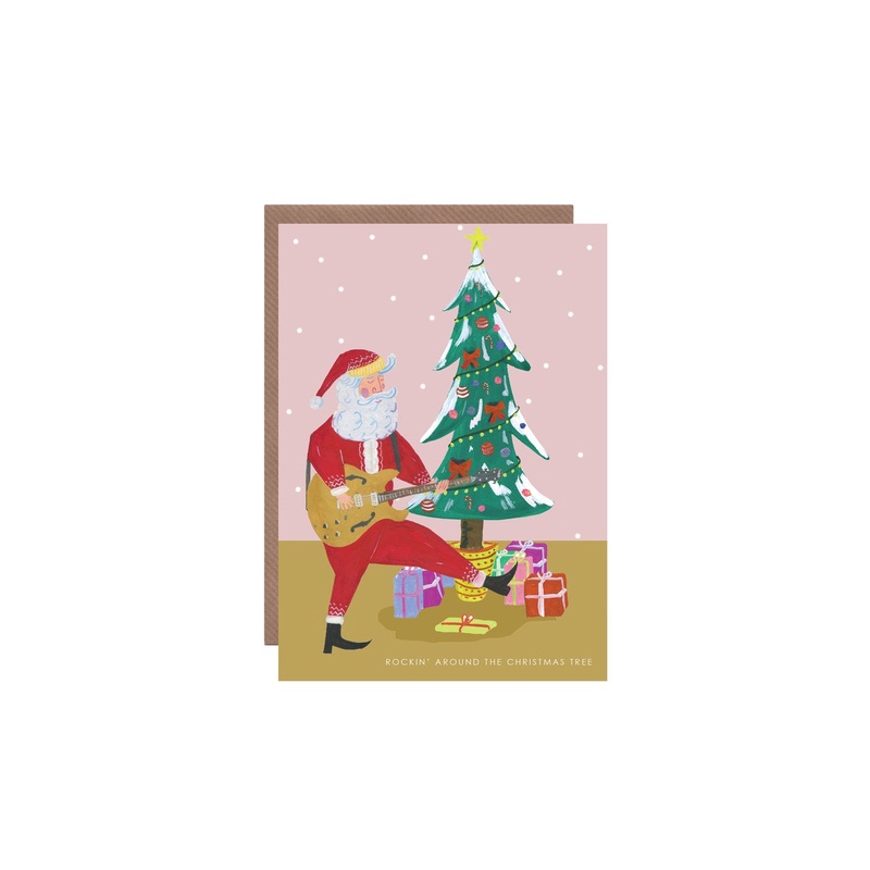 Rockin' Santa Christmas Card
