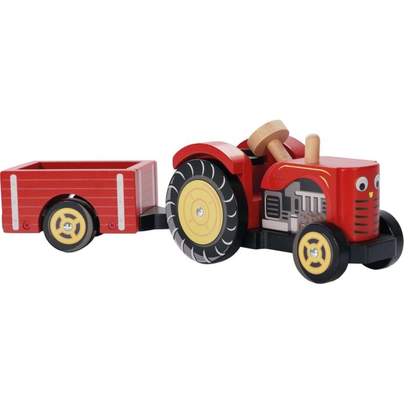 Wooden Farmyard Tractor & Trailer Toy