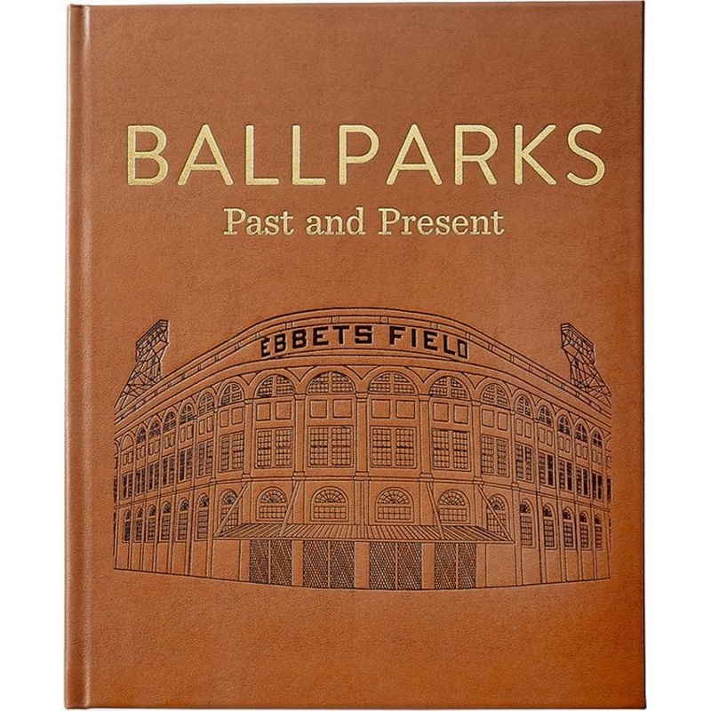 "Ballparks Past and Present" Book in Tan Bonded Leather