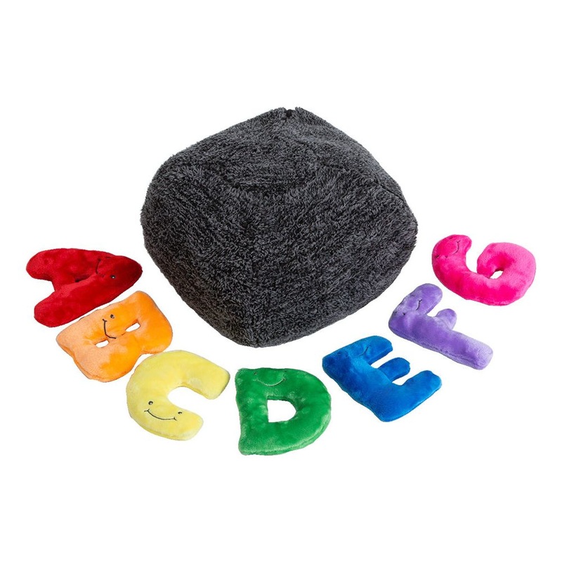 Alphabet Plush Mini Set - Rainbow Letters with Dark Grey Bag