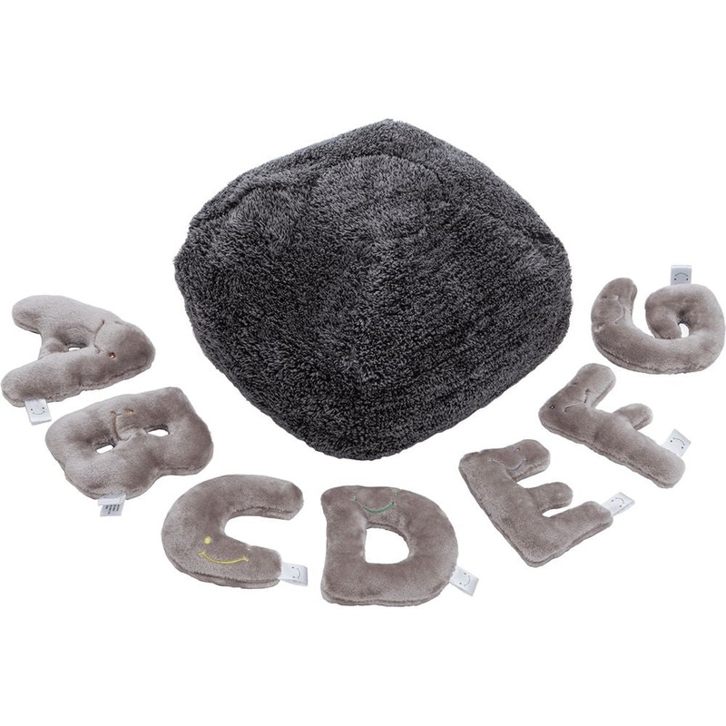 Alphabet Plush Mini Set - Rhino Grey Letters with Dark Grey Bag