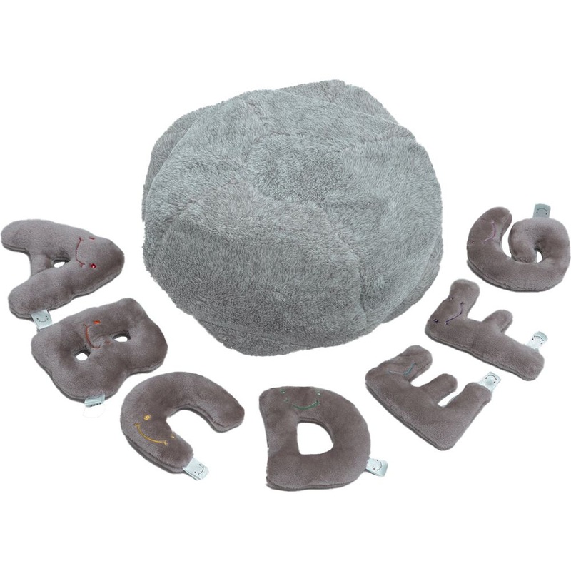 Alphabet Plush Mini Set - Rhino Grey Letters with Light Grey Bag
