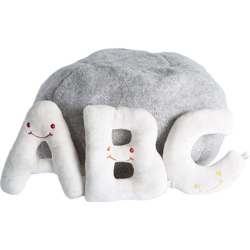 Alphabet Plush Set - Cream Letters with Light Grey Bag