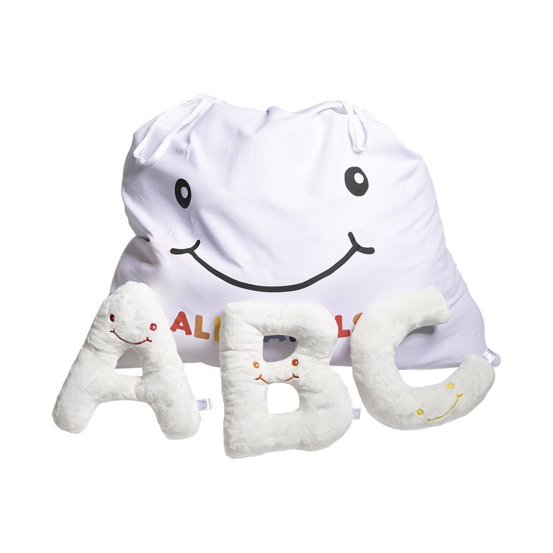 Alphabet Plush Set - Cream Letters with White Drawstring Bag