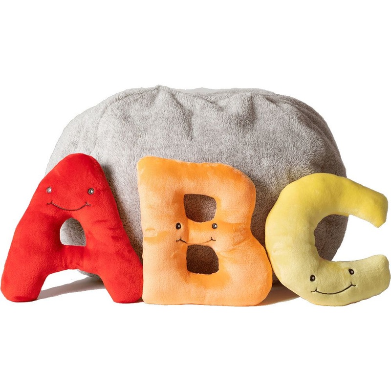 Alphabet Plush Set - Rainbow Letters with Light Grey Bag