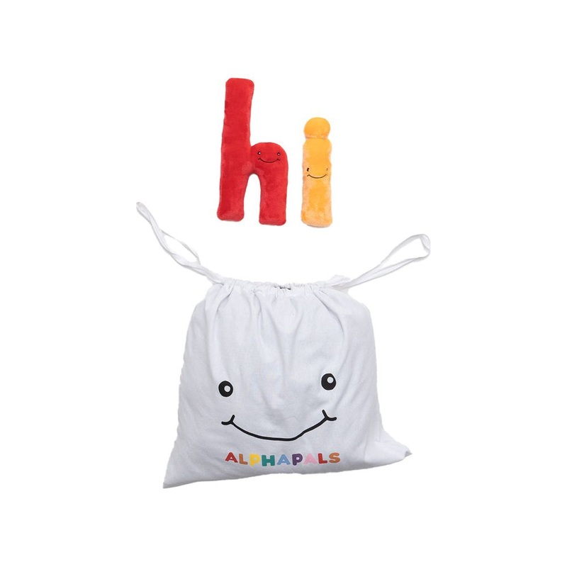 Alphabet Plush Set - Rainbow Lower Case Letters with White Drawstring Bag