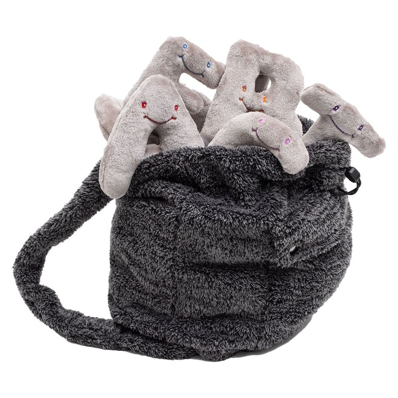 Alphabet Plush Set - Rhino Grey Letters with Dark Grey Backpack