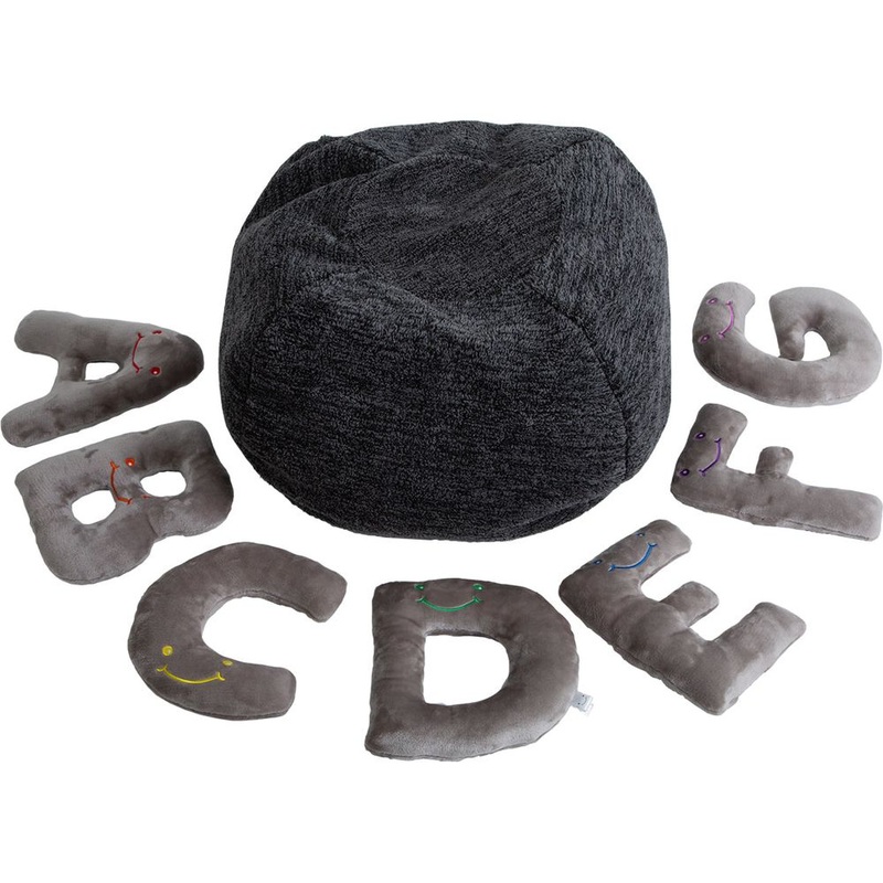 Alphabet Plush Set - Rhino Grey Letters with Dark Grey Bag
